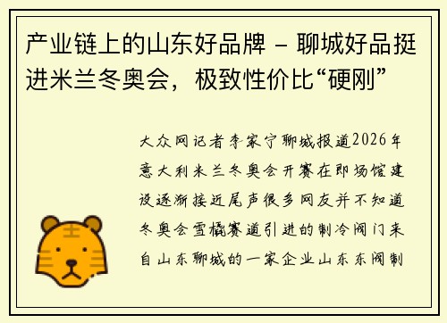 产业链上的山东好品牌 - 聊城好品挺进米兰冬奥会，极致性价比“硬刚”国际巨头